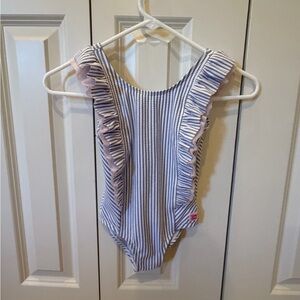 Ruffle Butts Striped Blue and White Kids One Piece